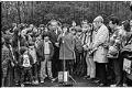 Image of Joyce Reyes speaking at site dedication for Native cultural center at Fort Lawton, November 14, 1971