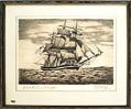 Image of Copper plate etching of the ship Columbia Rediviva in 1792, by Joe Knowles, ca. 1930