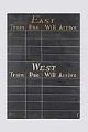 Image of Train schedule chalkboard for Northern Pacific Railway Company, ca. 1890-1930