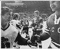 Image of Seattle Totems and Soviet hockey teams shaking hands, December 25, 1972