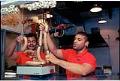 Image of Jimi and Frank Dorsey making sausages at The Incredible Link, Seattle, October 5, 1993