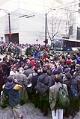 Image of Press waiting for access to Convention Center during WTO conference, Seattle, November 29, 1999