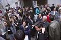 Image of Delegates and others waiting to enter WTO conference, Seattle, November 29, 1999
