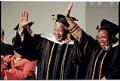 Image of Nelson Mandela and Graça Machel at Seattle University commencement ceremony, December 9, 1999