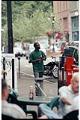 Image of William Deng walking in the Pioneer Square area, Seattle, August 2001