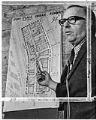 Image of Victor Steinbrueck at press conference about saving Pike Place Market, Seattle, March 5, 1969