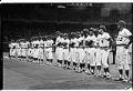 Image of Mariners team lined up before first game, April 6, 1977