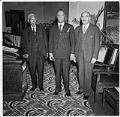 Image of A. Philip Randolph and C.L. Dellums at speaking venue, Seattle, circa 1947