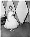Image of Model posing at fashion show, Seattle, circa 1953