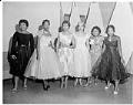 Image of Women in party dresses at fashion show, Seattle,  circa 1953
