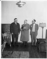 Image of Claude Norris, Royal Brougham, and  Bruce Rowell, Seattle, circa 1946