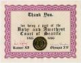 Image of Thank you certificate from royalty of Imperial Sovereign Court of Seattle, 1986