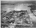 Image of Aerial view of Harbor Island with Todd Shipyards located on NW corner of Island, Todd Shipyards Corporation, Seattle Division, February 1965