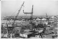 Image of Cranes in yard, Plant A, Todd Pacific Shipyards,  Seattle, circa 1943