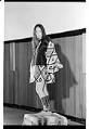 Image of Model posing at Indigenous fashion show, Pacific Science Center, June 1970