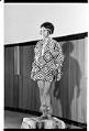 Image of Model posing at Indigenous fashion show, Pacific Science Center, June 1970