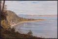 Image of Oil painting by Harriet Foster Beecher depicting a stretch of beach with Point Wilson lighthouse in the distance, 1882