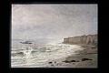 Image of Oil painting of cliffs and steamer by Harriet Foster Beecher, 1882
