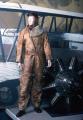 Image of US Mail leather flight suit worn by Leon Cuddeback, who flew the first scheduled air mail in the US, ca. 1926