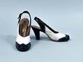 Image of Pair of blue and white sling heels, ca. 1951