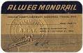 Image of Alweg Monorail Gold Card, Seattle World's Fair, 1962
