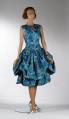 Image of Blue figured taffeta evening dress, 1961