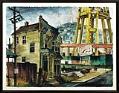 Image of Painting by Thomas Wells of the Space Needle and surrounding neighborhood during the construction of the Seattle World's Fair, 1962