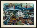 Image of Painting by Jess Cauthorn of a bird's-eye panoramic view of the Seattle World's Fair, 1962