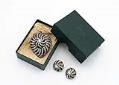 Image of Rhinestone brooch and earrings with Rhodes Department Store box, 1962