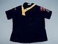 Image of Cub Scout den mother's blue cotton blouse, 1950s