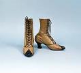 Image of Tan high top leather boots, ca. 1910