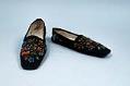 Image of Black cloth embroidered slippers, ca. 1820-1870
