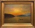 Image of Painting of Indigenous person paddling a canoe on Lake Union, ca. 1900