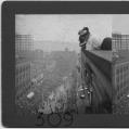 Image of Women watching naval parade from roof, Seattle, 1908
