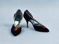 Image of Woman's stiletto pump with rose design, ca. 1950-1960