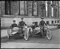 Image of Marine Corps recruiting motorcycles with sidecars, Seattle, 1918