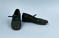 Image of Pair of green cobra leather flats, ca. 1961