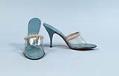Image of Pair of light blue leather mules, ca. 1965