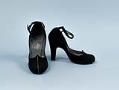 Image of Pair of black pumps with gold cording, ca. 1945