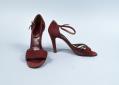 Image of Pair of red suede sandals, ca. 1970
