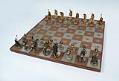 Image of Chess set made in 1946 by Seattle jeweler Anchor O. Jensen and depicting the Roman Invasion of Gaul