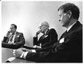 Image of Bruce Nordstrom with his sons Jim and John, Seattle, February 26, 1990
