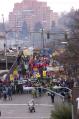 Image of WTO protest group walking north toward downtown Seattle, November 29, 1999