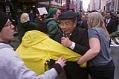 Image of WTO protesters blocking conference delegates, Seattle, November 30, 1999