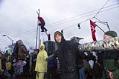 Image of WTO protesters with arms joined by pipe, Seattle, November 30, 1999