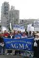 Image of Union members at rally in support of Dockworker's union, Seattle, September 18, 2002