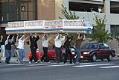Image of Pro-monorail group demonstrating an alternate route to Seahawks Stadium, Seattle, October 14, 2002