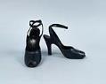 Image of Dark-blue peep-toe pumps, ca. 1940s
