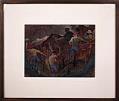 Image of Oil painting of loggers working on the hillside by Richard Bennett, 1940-1948