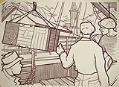 Image of Print of illustration of workers on the Seattle waterfront, from the book 